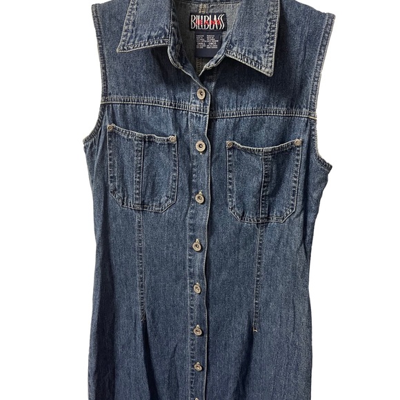 Vintage Bill Blass Denim Sleeveless Button Front Jean Dress Sz Small - Picture 4 of 10